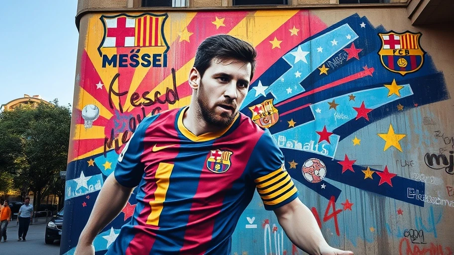 Bức tranh Lionel Messi ở Barcelona