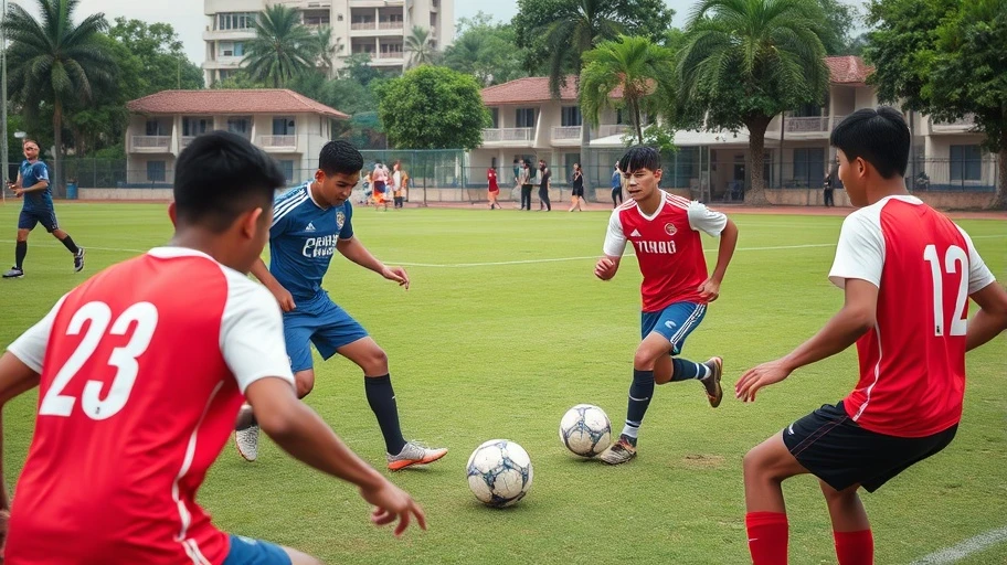 Cảnh giải đấu bóng đá giao hữu