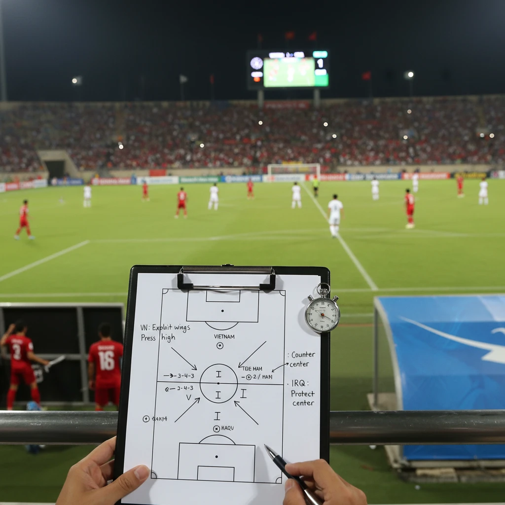 Chiến thuật của Việt Nam và Iraq trong các trận đấu.