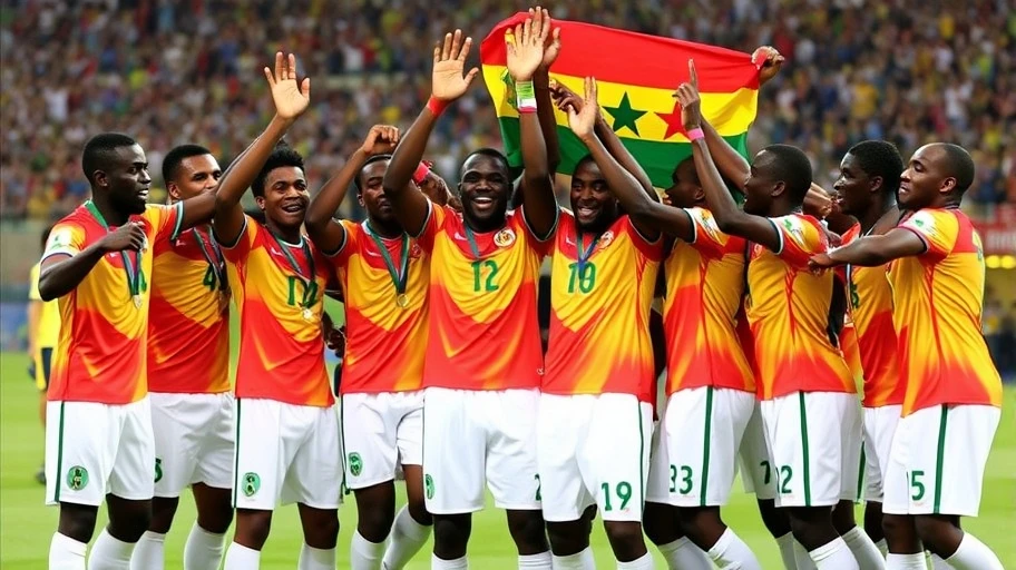 Đội tuyển quốc gia Ghana ăn mừng chiến thắng trong một giải đấu lớn.