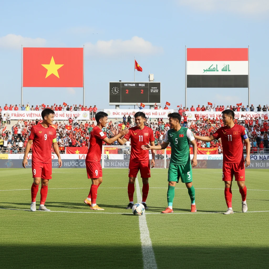 Giao hữu và vòng loại giữa đội tuyển Việt Nam và Iraq.