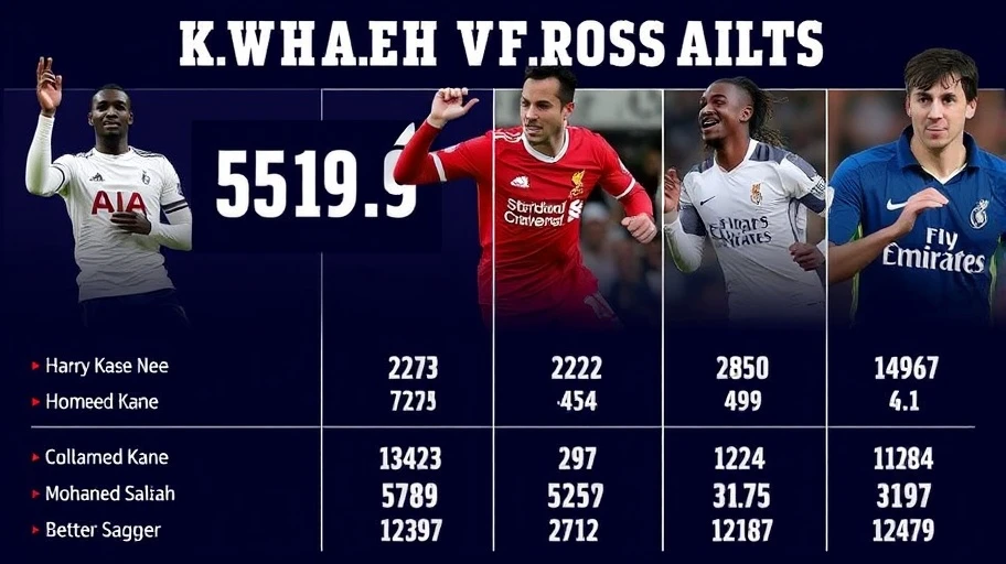Harry Kane và Mohamed Salah trong bảng so sánh thành tích ghi bàn.