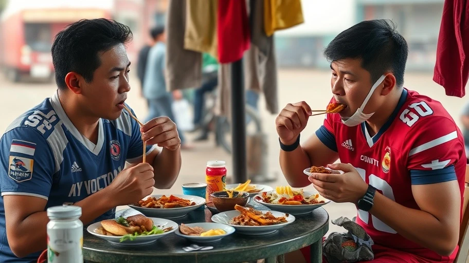 Hình ảnh cầu thủ ăn đúng giờ giấc
