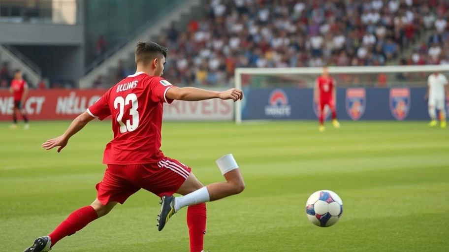 Hình ảnh cầu thủ thực hiện tấn công biên trong bóng đá