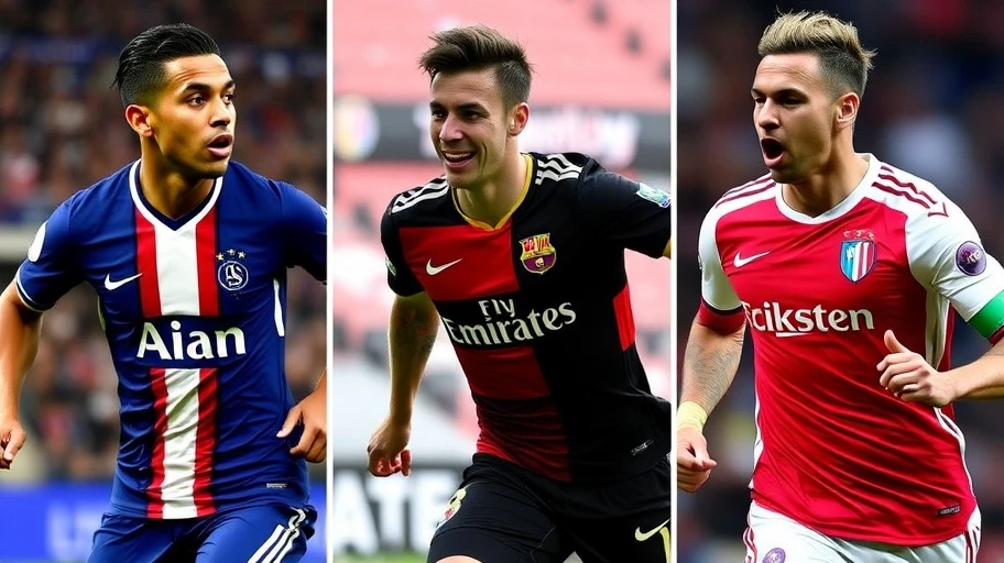 Hình ảnh của Mbappe, Lewandowski, Suarez và Neymar trên sân cỏ
