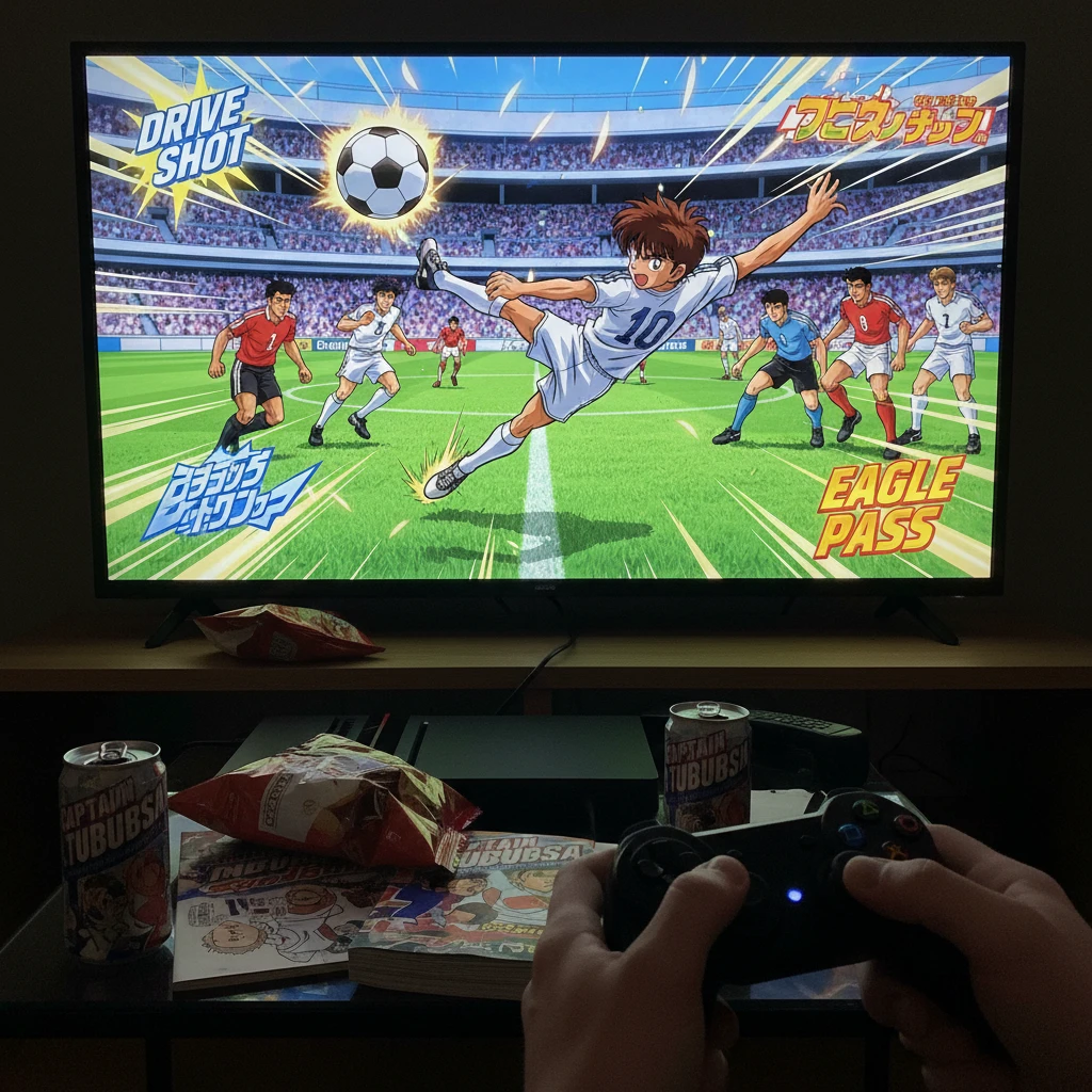 Hình ảnh game Captain Tsubasa với phong cách anime.