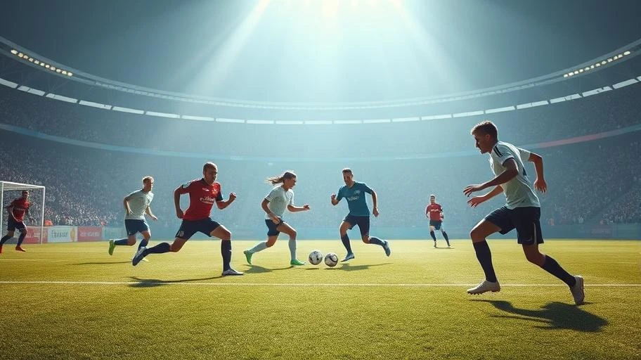 Hình ảnh khai thác không gian trong trận đấu bóng đá