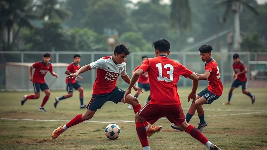 Hình ảnh mô tả chiến thuật tấn công trong bóng đá 7 người.