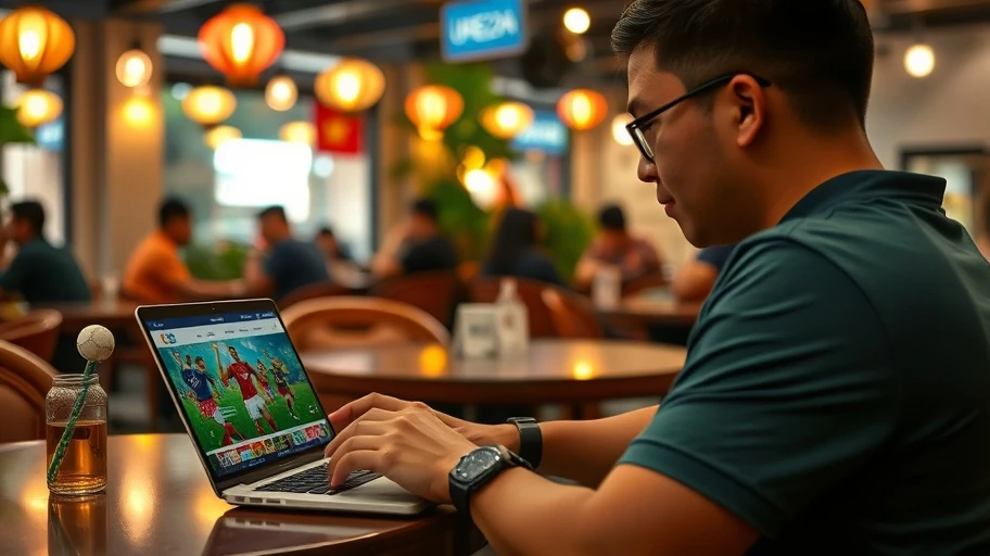 Hình ảnh người hâm mộ bóng đá xem trang web UEFA