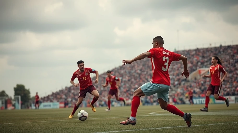 Hình ảnh trận đấu bóng đá với phản công nhanh