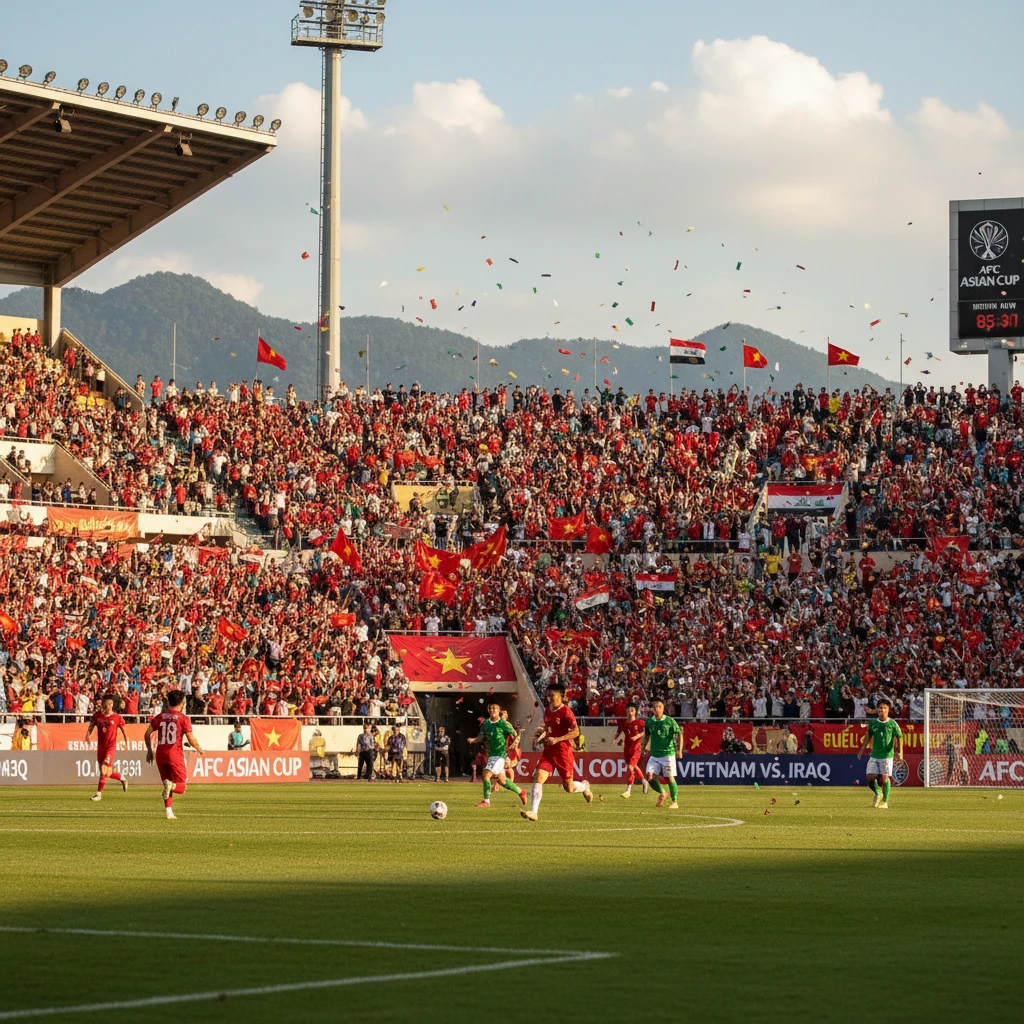 Hình ảnh trận đấu giữa Việt Nam và Iraq tại Asian Cup, Việt Nam.