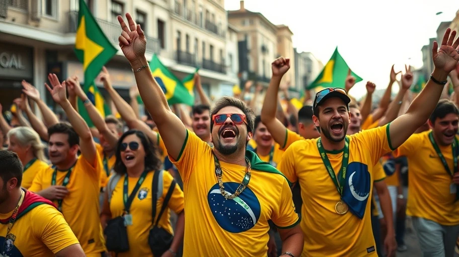 Người hâm mộ Brazil ăn mừng trên phố
