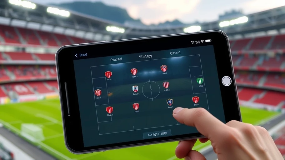Ứng dụng PES Club Manager thể hiện chiến thuật hiện đại.