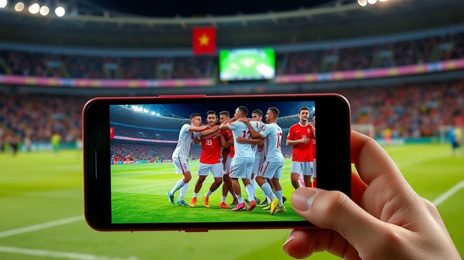 Ứng dụng Top Eleven trong trận đấu bóng đá.
